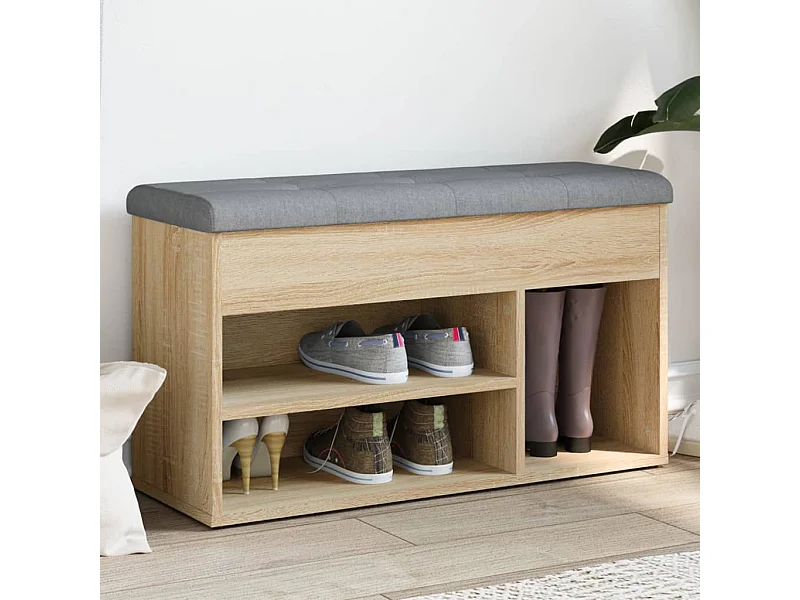 Panca per scarpe in rovere Sonoma 82x32x45,5 cm in derivati del legno