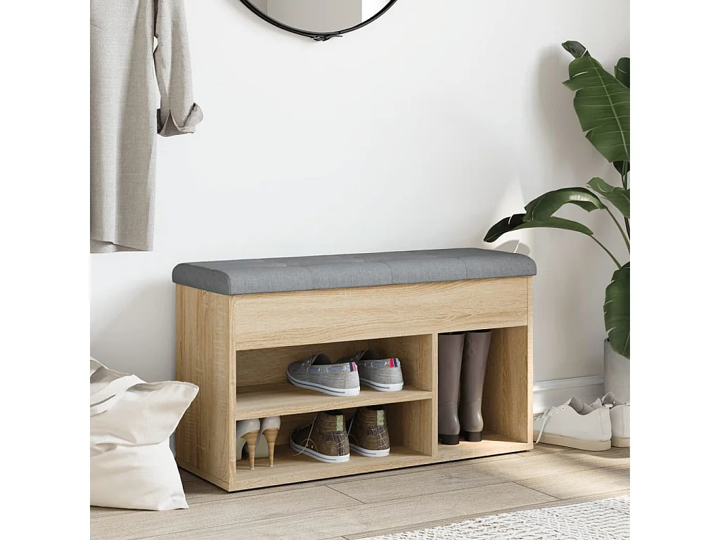 Banc à chaussures chêne sonoma 82x32x45,5 cm bois d'ingénierie