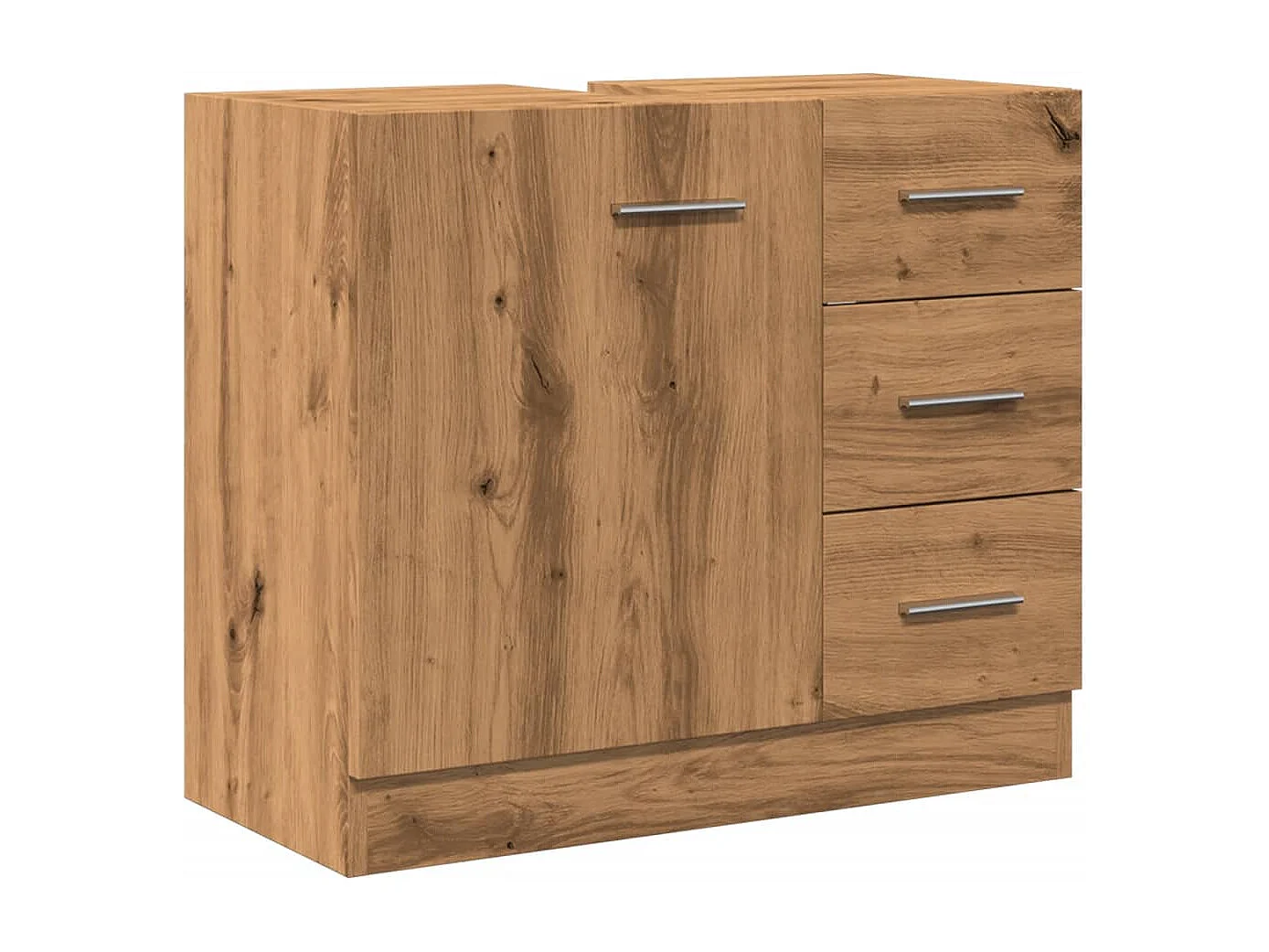 Ambachtelijk eiken wastafelkastje 63x30x54 cm samengesteld hout