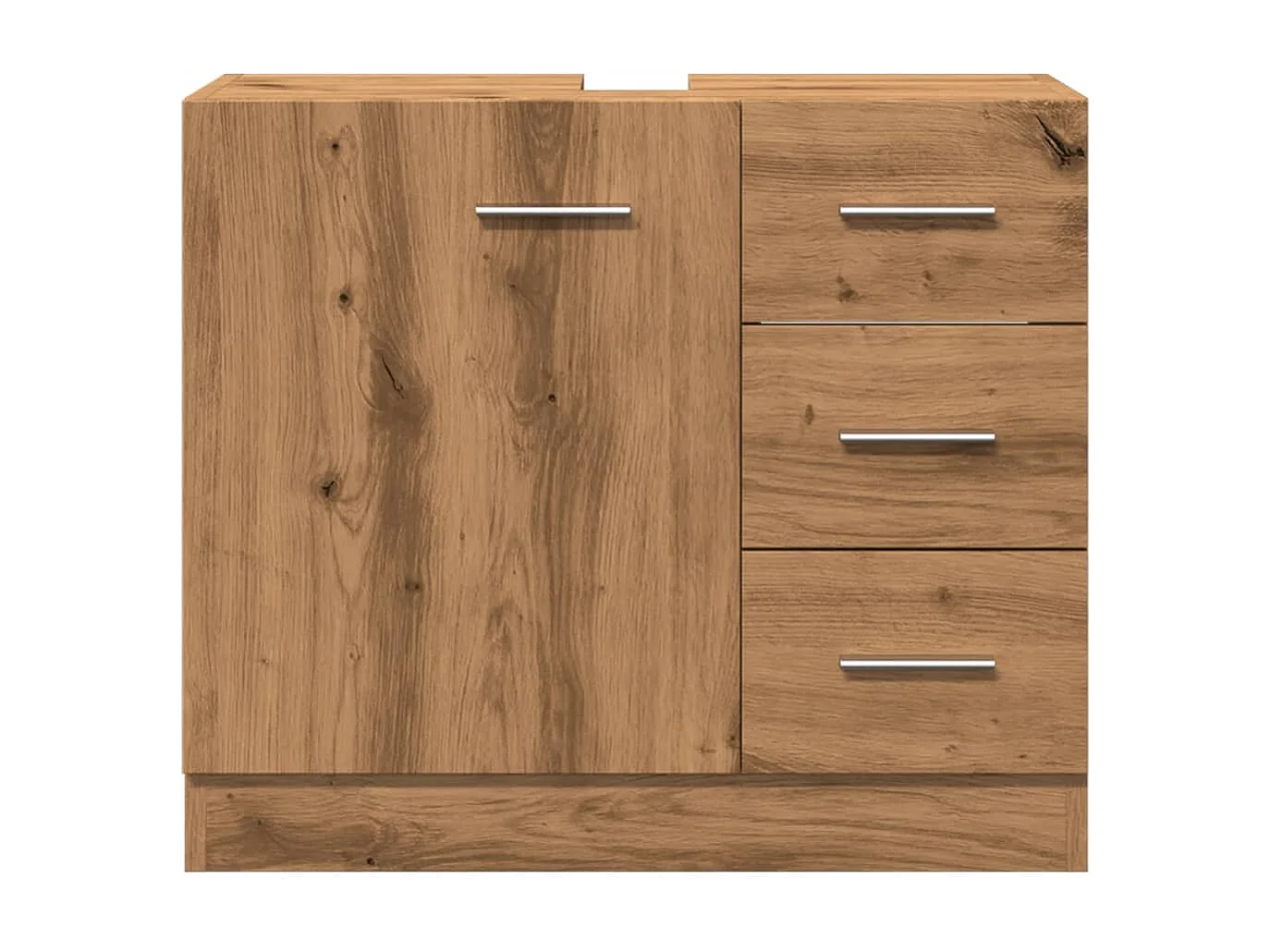 Ambachtelijk eiken wastafelkastje 63x30x54 cm samengesteld hout