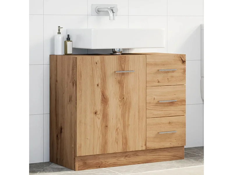 Armoire d'évier chêne artisanal 63x30x54 cm bois d'ingénierie