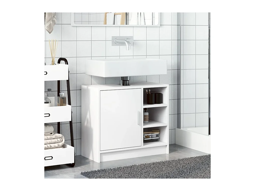 Armoire de lavabo blanc 63x29x55 cm bois d'ingénierie