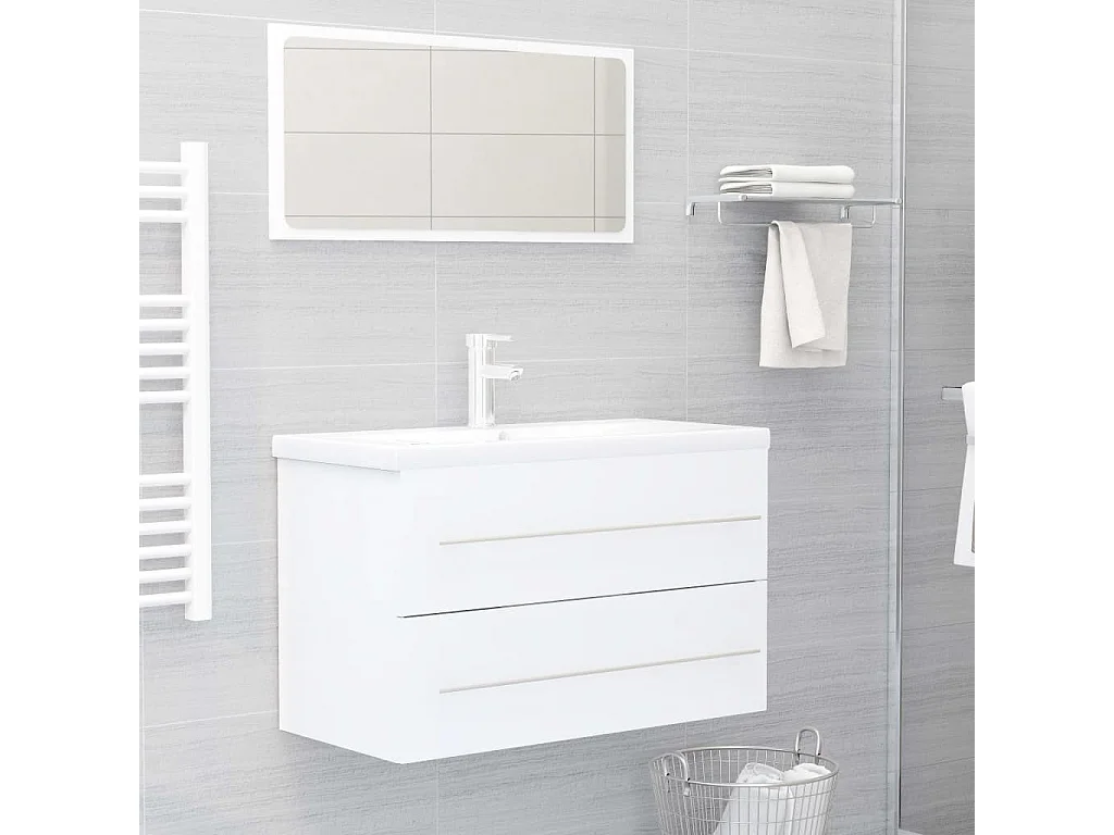 Armoire d'évier Blanc 80x38,5x48 cm Aggloméré