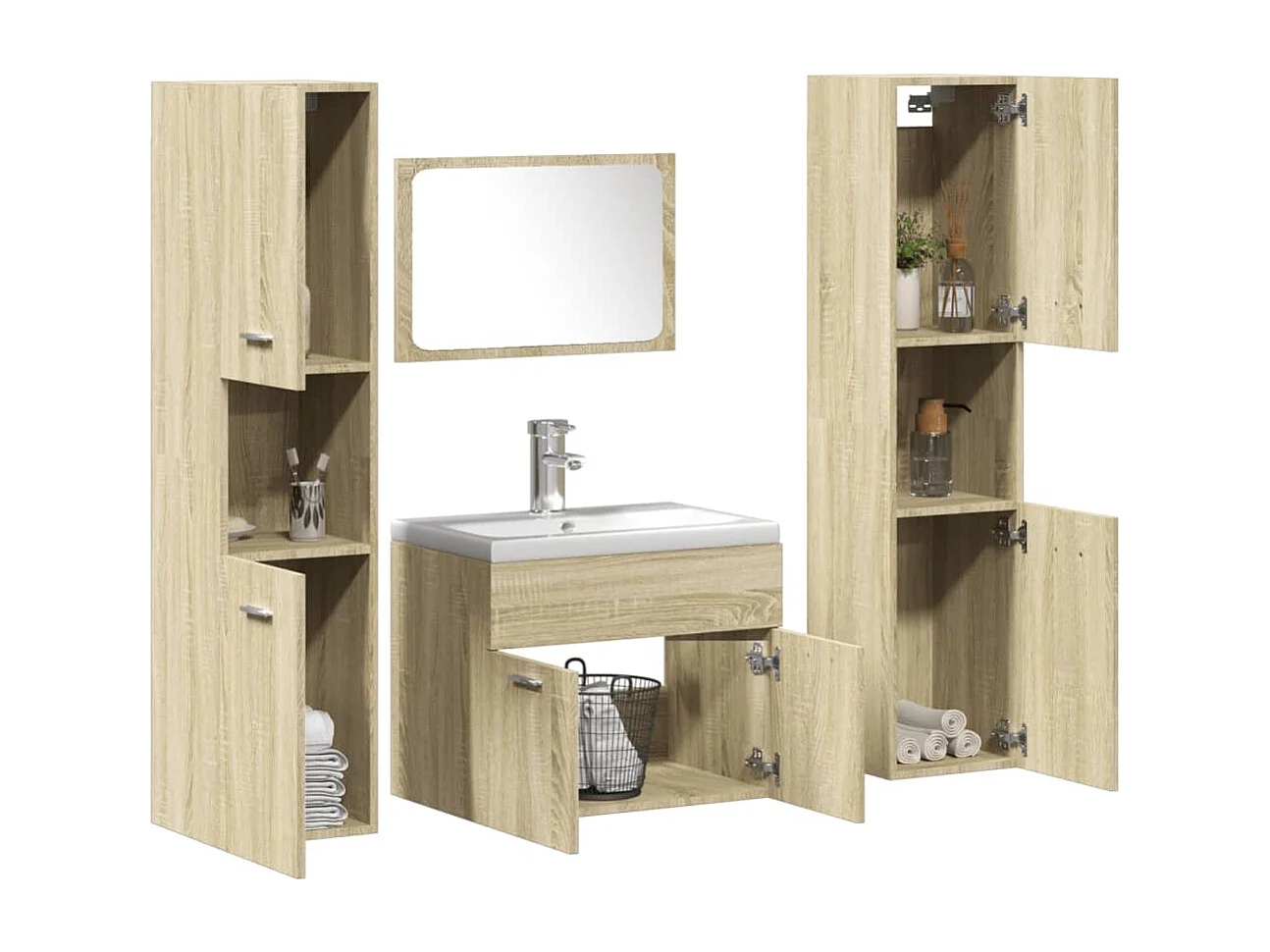 Set da bagno da 5 pezzi in rovere Sonoma
