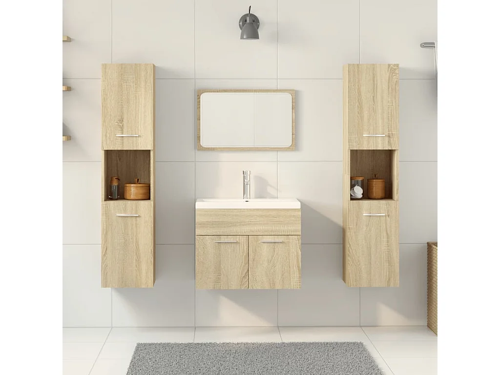 Set da bagno da 5 pezzi in rovere Sonoma