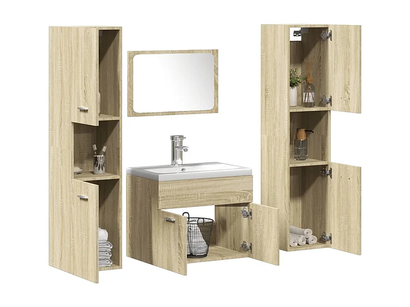 Set da bagno da 5 pezzi in rovere Sonoma