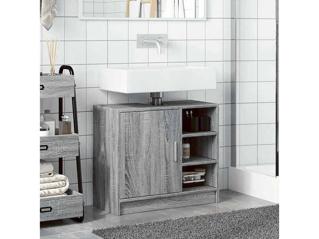 Mueble lavabo Sonoma gris 63x29x55 cm madera contrachapada