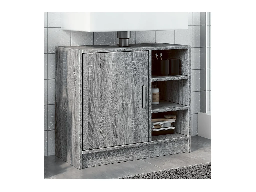 Sonoma grauer Waschbeckenunterschrank, 63 x 29 x 55 cm, Holzwerkstoff