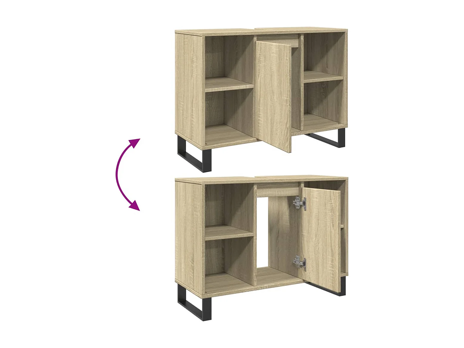 Armoire salle de bain chêne sonoma 80x33x60cm bois d'ingénierie