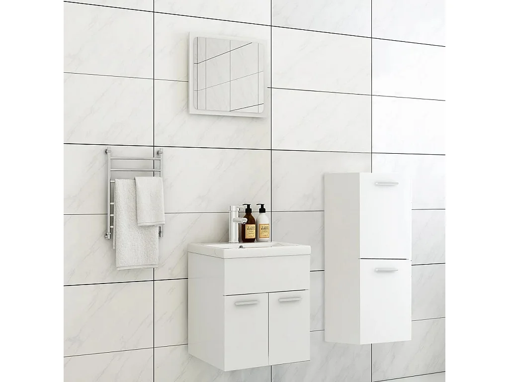 Badezimmermöbelset aus weißer Spanplatte