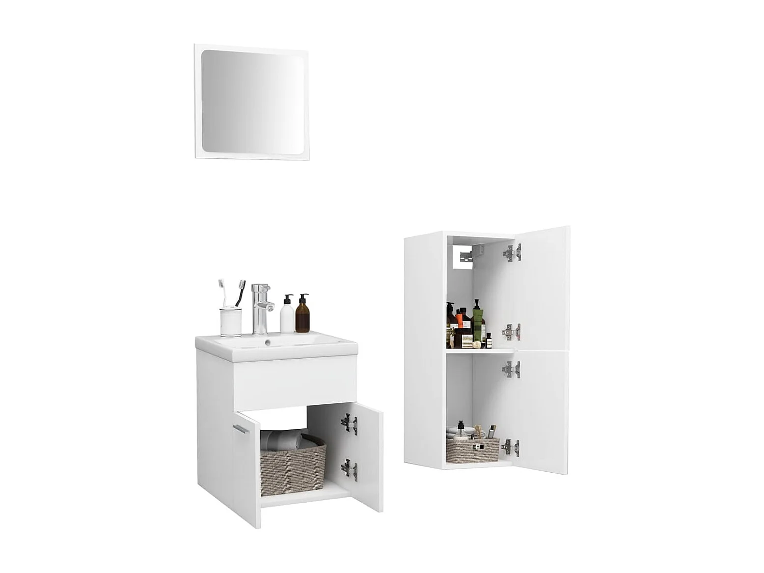 Badezimmermöbelset aus weißer Spanplatte