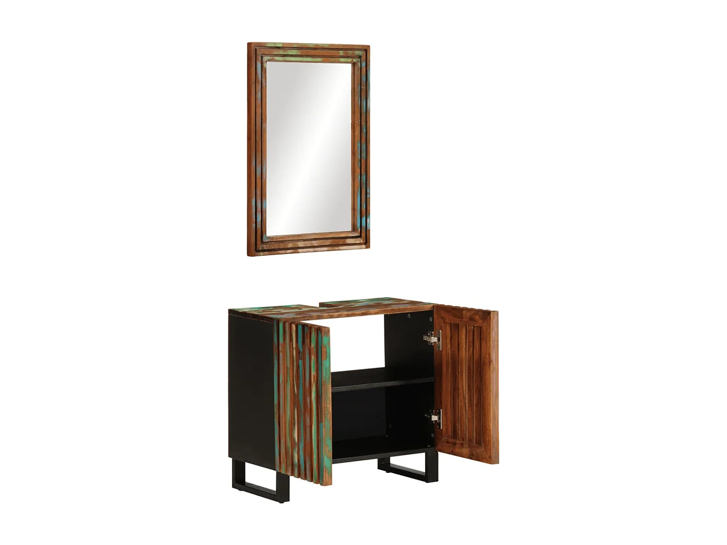 2-teiliges Badmöbelset aus massivem Akazienholz