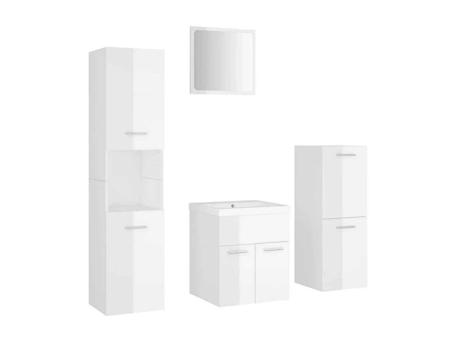 Ensemble de meubles de salle de bain Blanc brillant Aggloméré