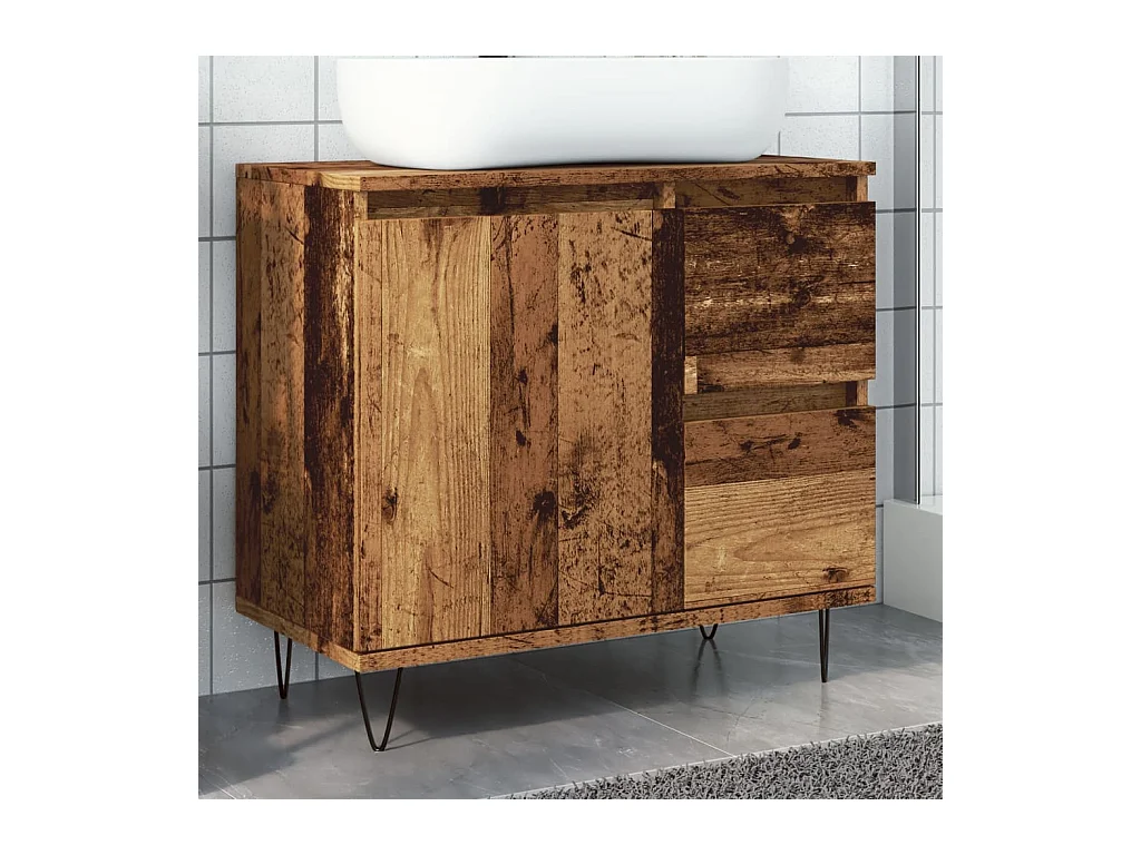 Wastafelkastje oud hout 65x33x60 cm