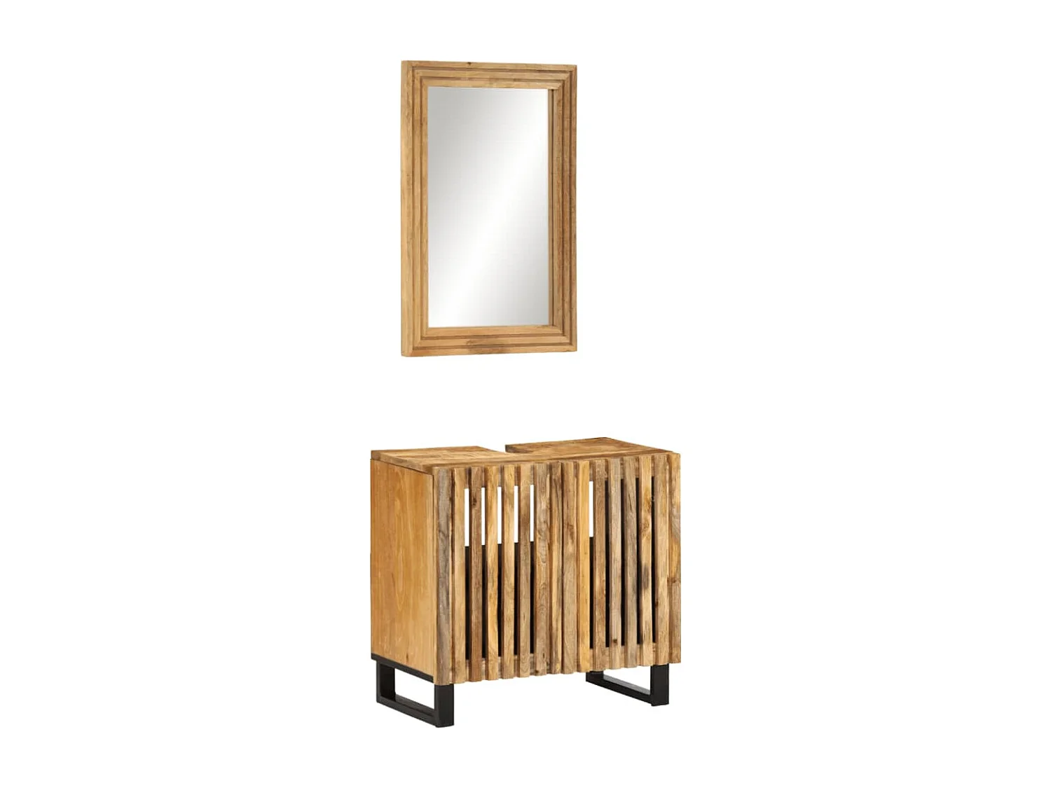 Ensemble de meubles de bain 2 pcs bois massif de manguier brut