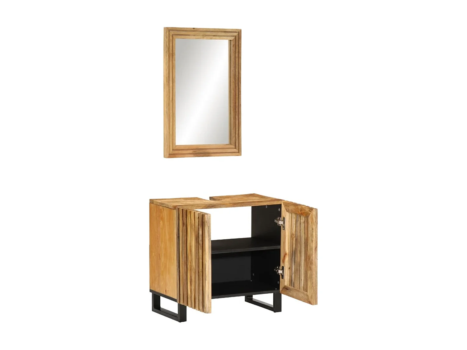 Ensemble de meubles de bain 2 pcs bois massif de manguier brut