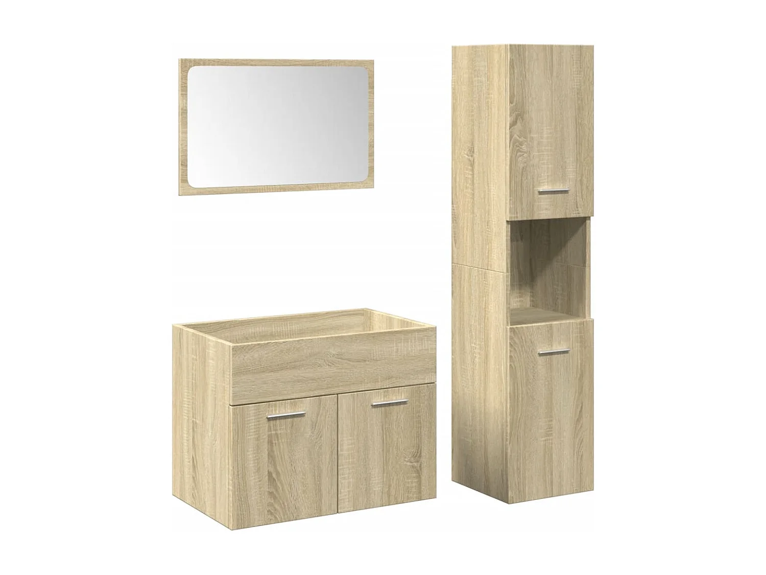 Set da bagno in rovere Sonoma da 3 pezzi