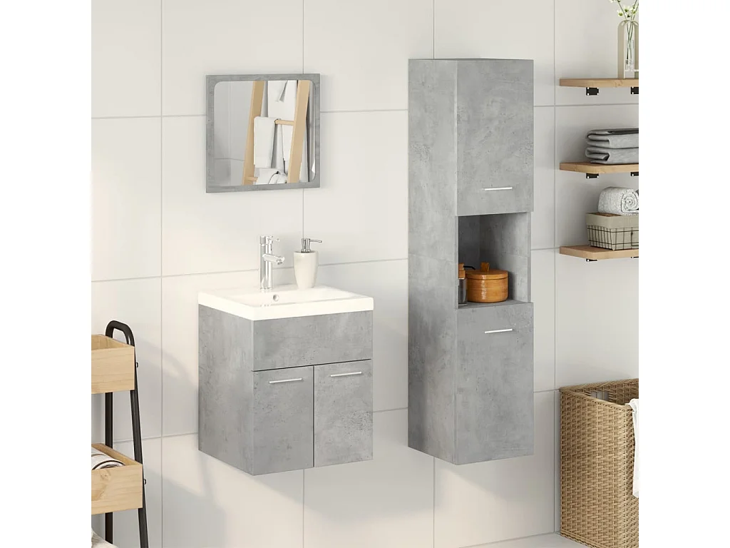 Ensemble de meubles de salle de bain 4 pcs gris béton