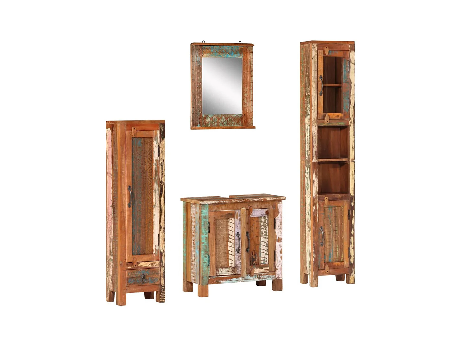 Ensemble de meubles de salle de bain 4 pcs bois massif récupéré