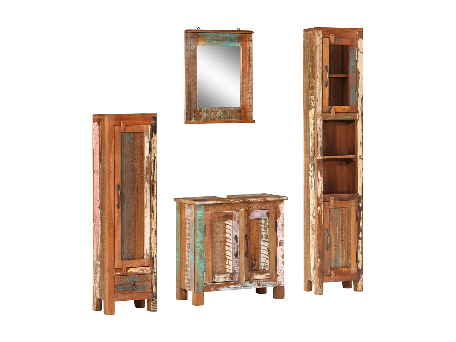 Ensemble de meubles de salle de bain 4 pcs bois massif récupéré