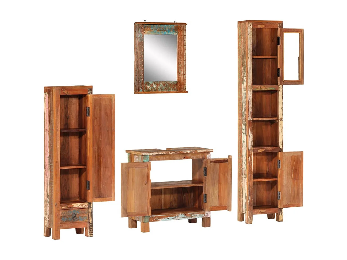 Ensemble de meubles de salle de bain 4 pcs bois massif récupéré