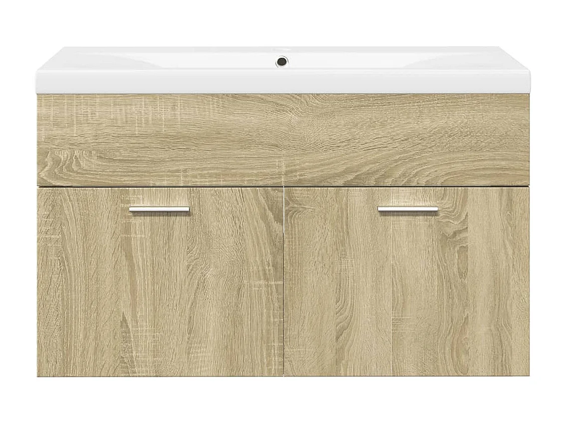 Armoire lavabo de salle de bain et bassin intégré chêne sonoma