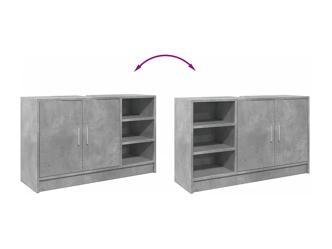 Mueble lavabo gris cemento 90x29x55 cm madera contrachapada