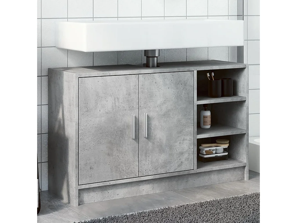 Armoire d'évier gris béton 90x29x55 cm bois d'ingénierie