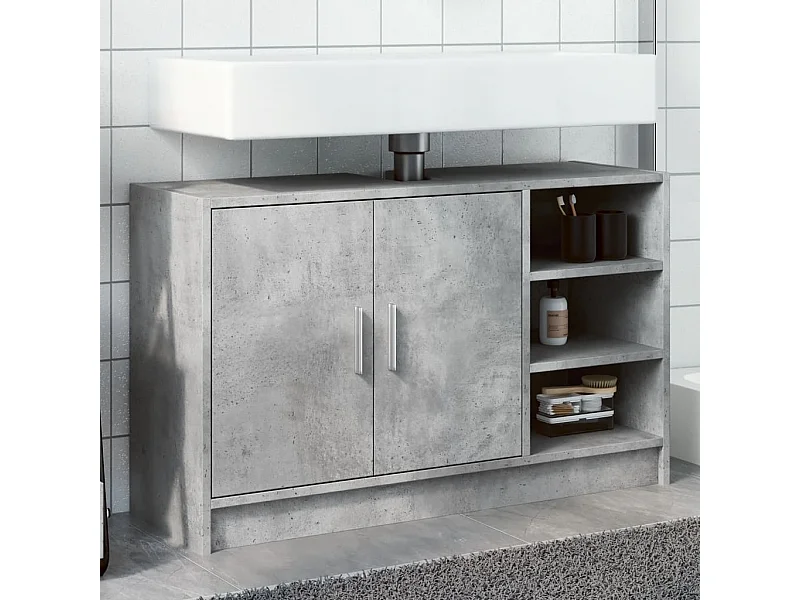 Armoire d'évier gris béton 90x29x55 cm bois d'ingénierie