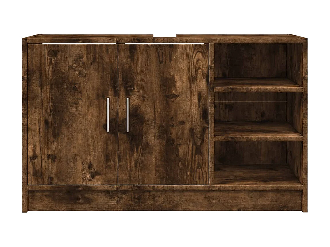 Mueble lavabo roble ahumado 90x29x55 cm madera contrachapada