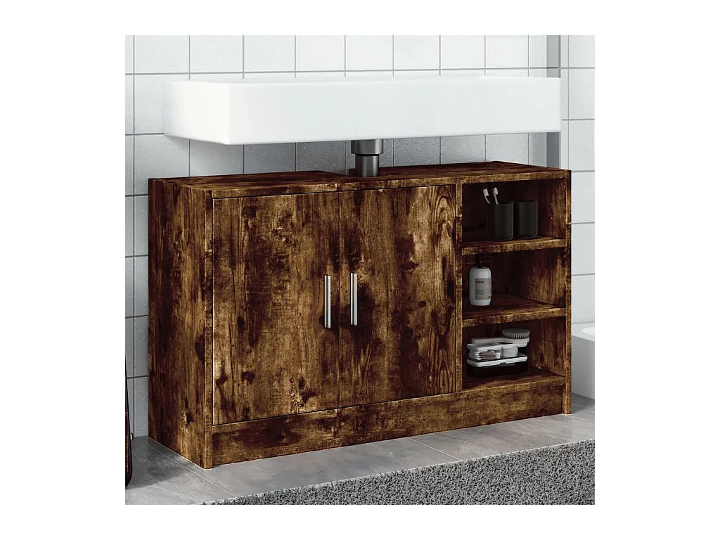 Mobile lavabo rovere affumicato 90x29x55 cm in derivati del legno
