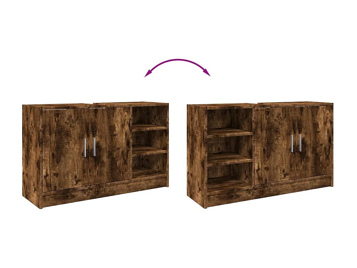 Armoire d'évier chêne fumé 90x29x55 cm bois d'ingénierie