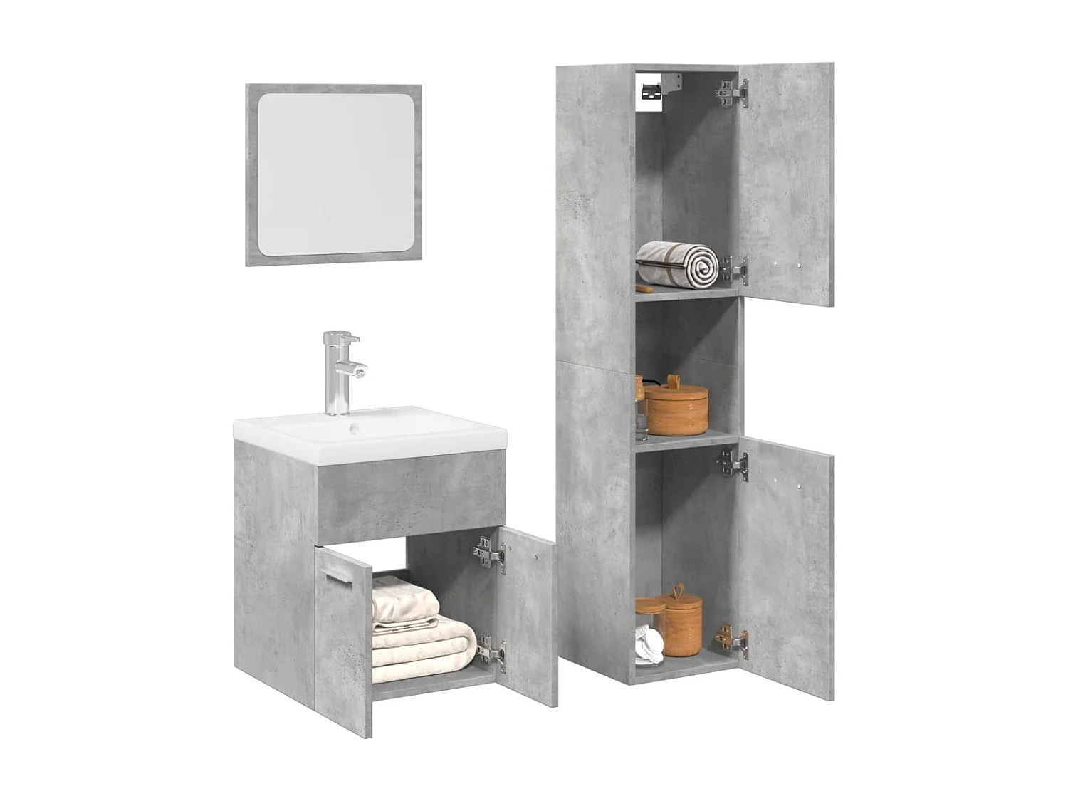 Ensemble de meubles de salle de bain 3 pcs gris béton