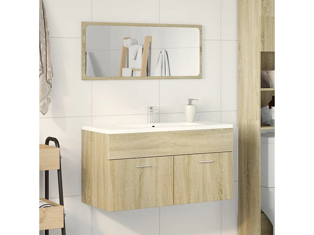 Conjunto de toucador de banheiro de 2 peças Sonoma Oak