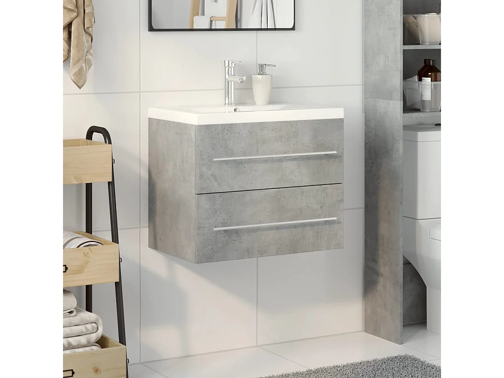 Juego de muebles de baño de 2 piezas en gris hormigón