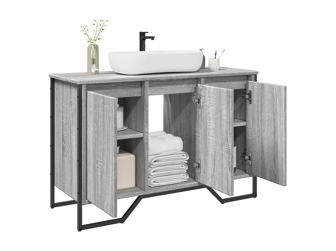Mueble lavabo de baño gris Sonoma 91x35x60 cm