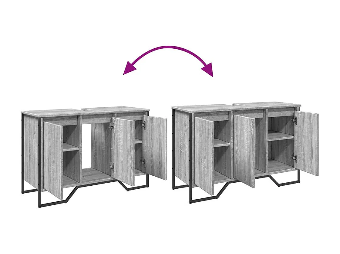 Armoire lavabo de salle de bain sonoma gris 91x35x60 cm