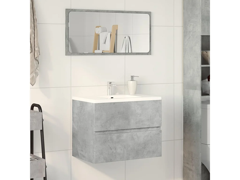 Armoire de salle de bain gris béton bois d'ingénierie