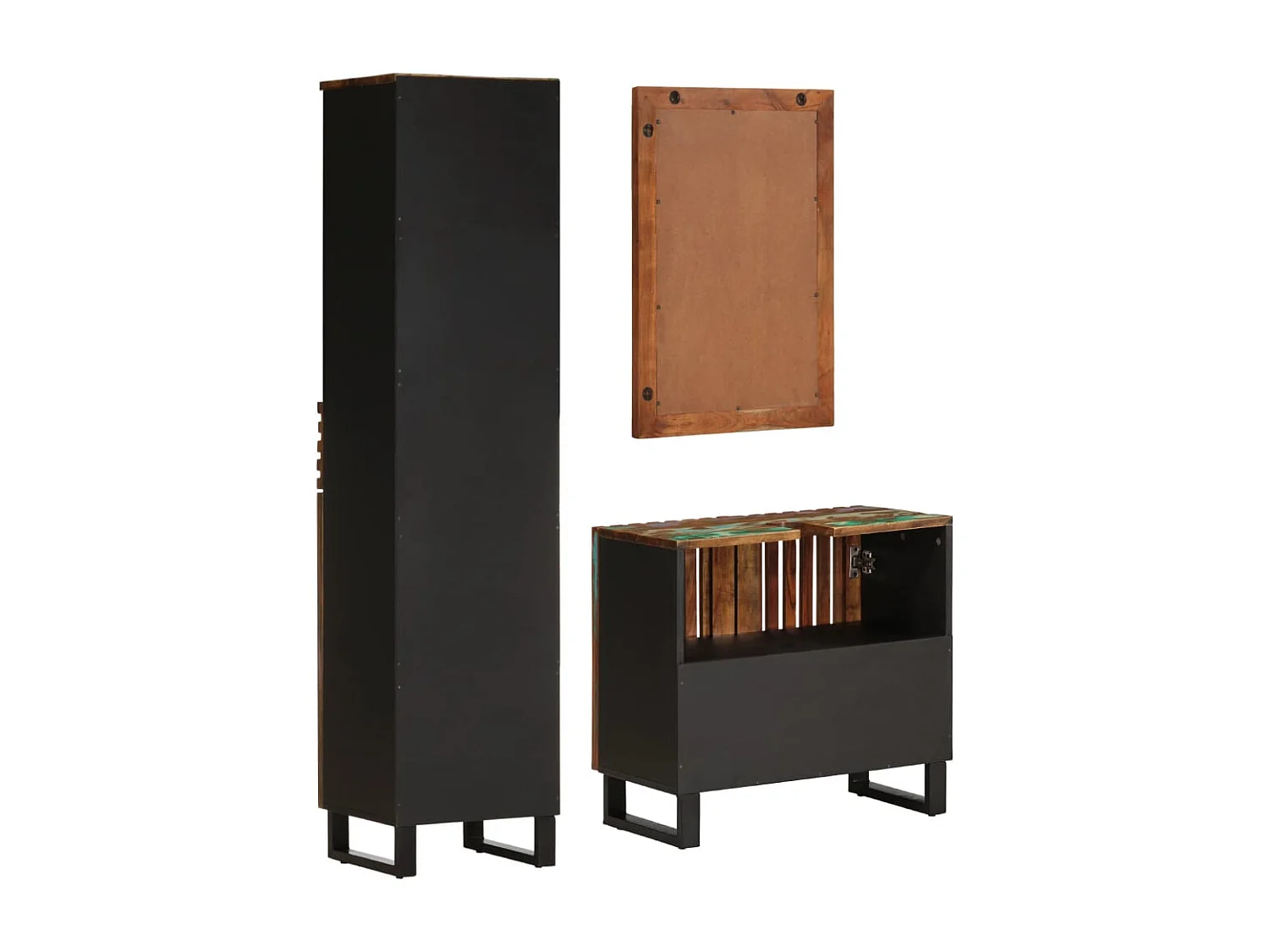 3-teiliges Badmöbelset aus massivem Akazienholz