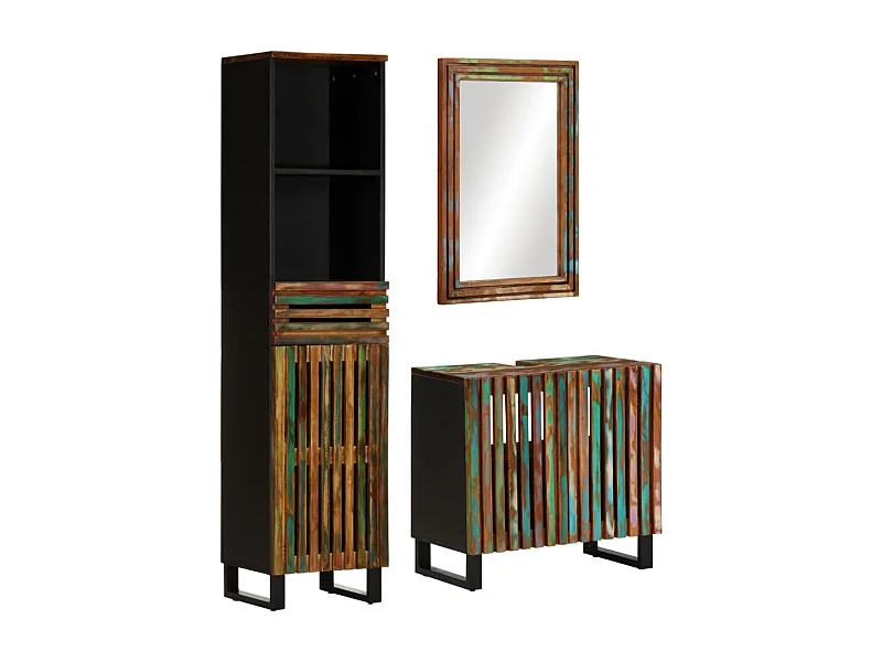 Ensemble de meubles de salle de bain 3 pcs bois massif d'acacia