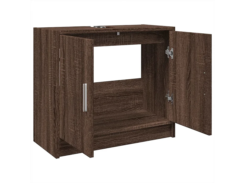 Mueble lavabo roble marrón 63x29x55 cm madera contrachapada