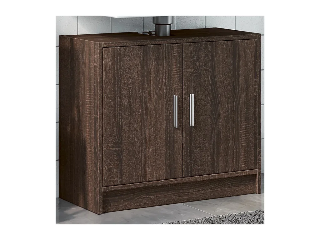 Waschbeckenschrank aus brauner Eiche, 63 x 29 x 55 cm, Holzwerkstoff