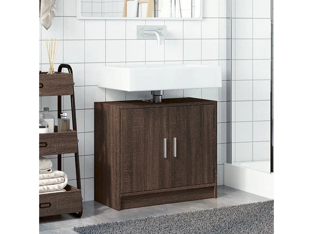 Armoire d'évier chêne marron 63x29x55 cm bois d'ingénierie