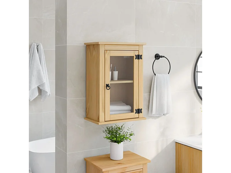 Badezimmer-Wandschrank Corona aus massivem Kiefernholz