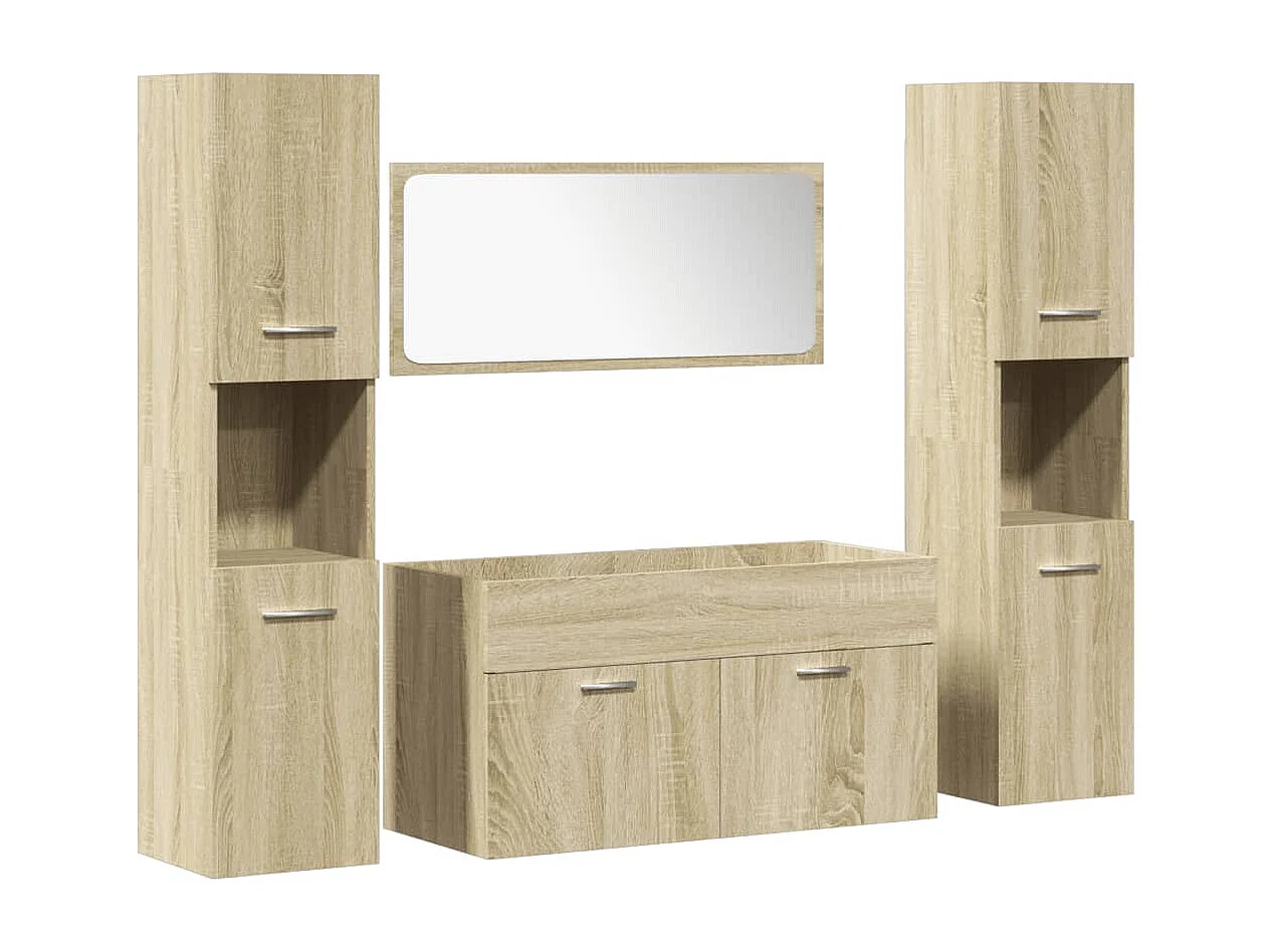 Conjunto de toucador de banheiro Sonoma Oak de 4 peças
