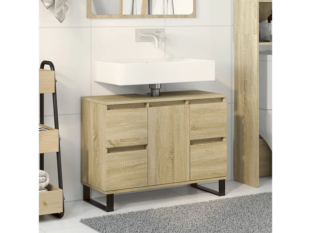 Armoire salle de bain chêne sonoma 80x33x60cm bois d'ingénierie