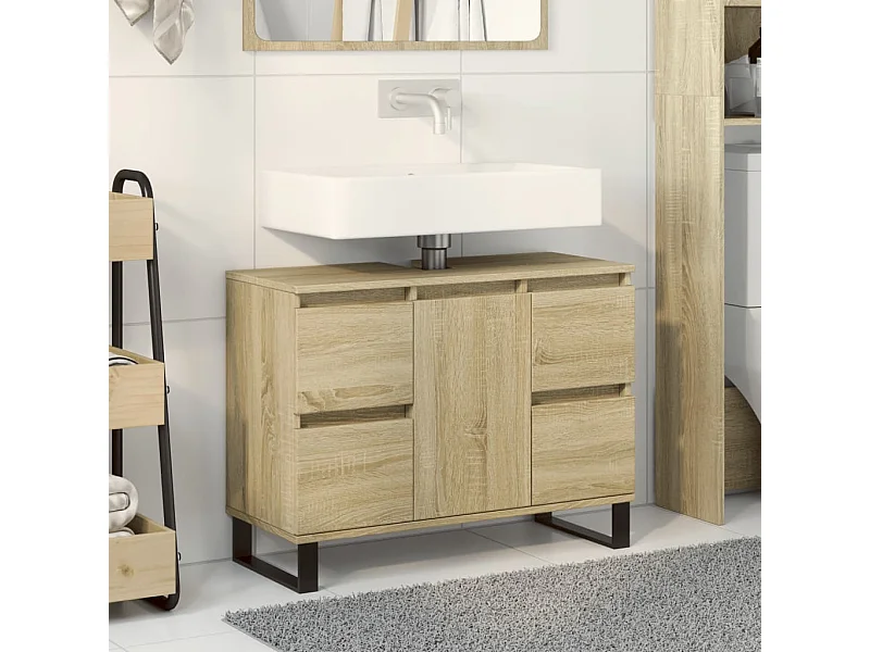 Armoire salle de bain chêne sonoma 80x33x60cm bois d'ingénierie