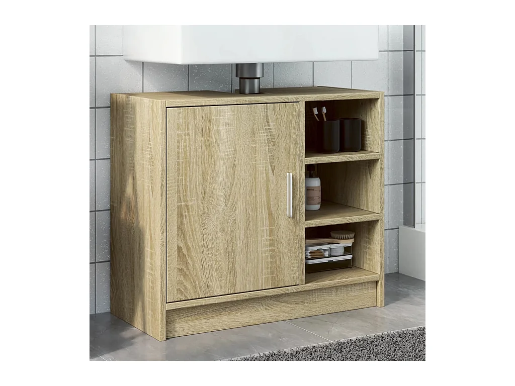 Waschbeckenschrank aus Sonoma-Eiche, 63 x 29 x 55 cm, Holzwerkstoff