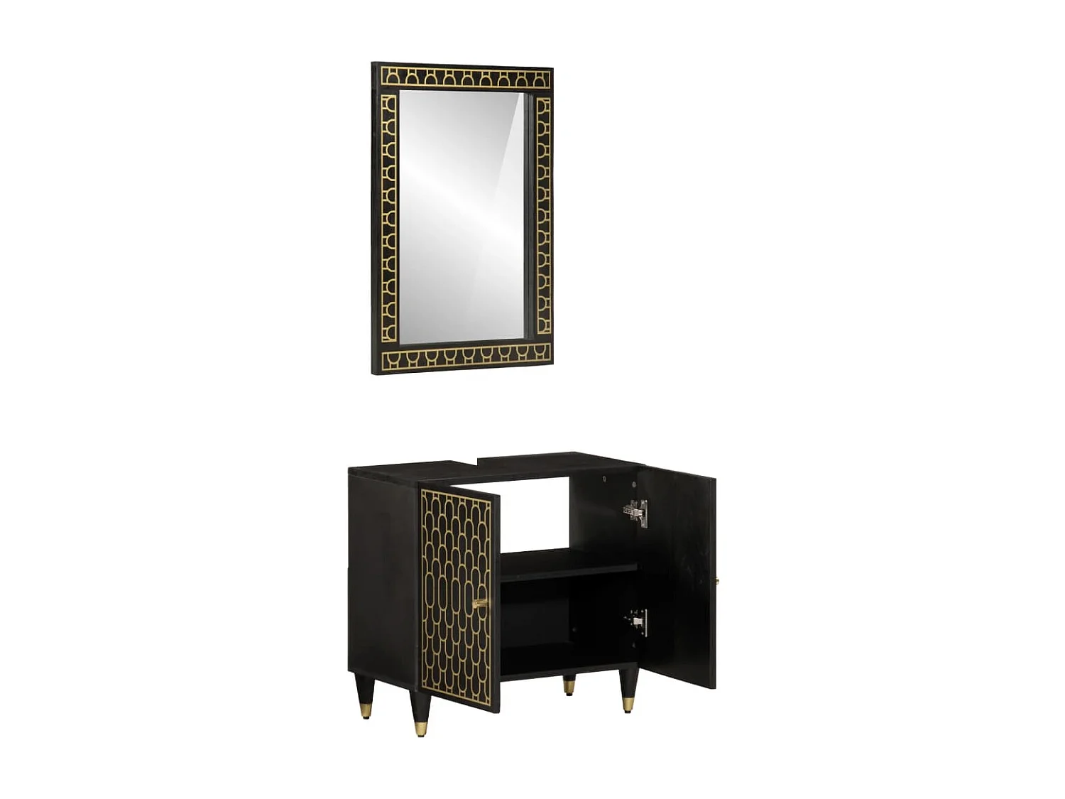 Set 2 mobili da bagno in legno massello di mango