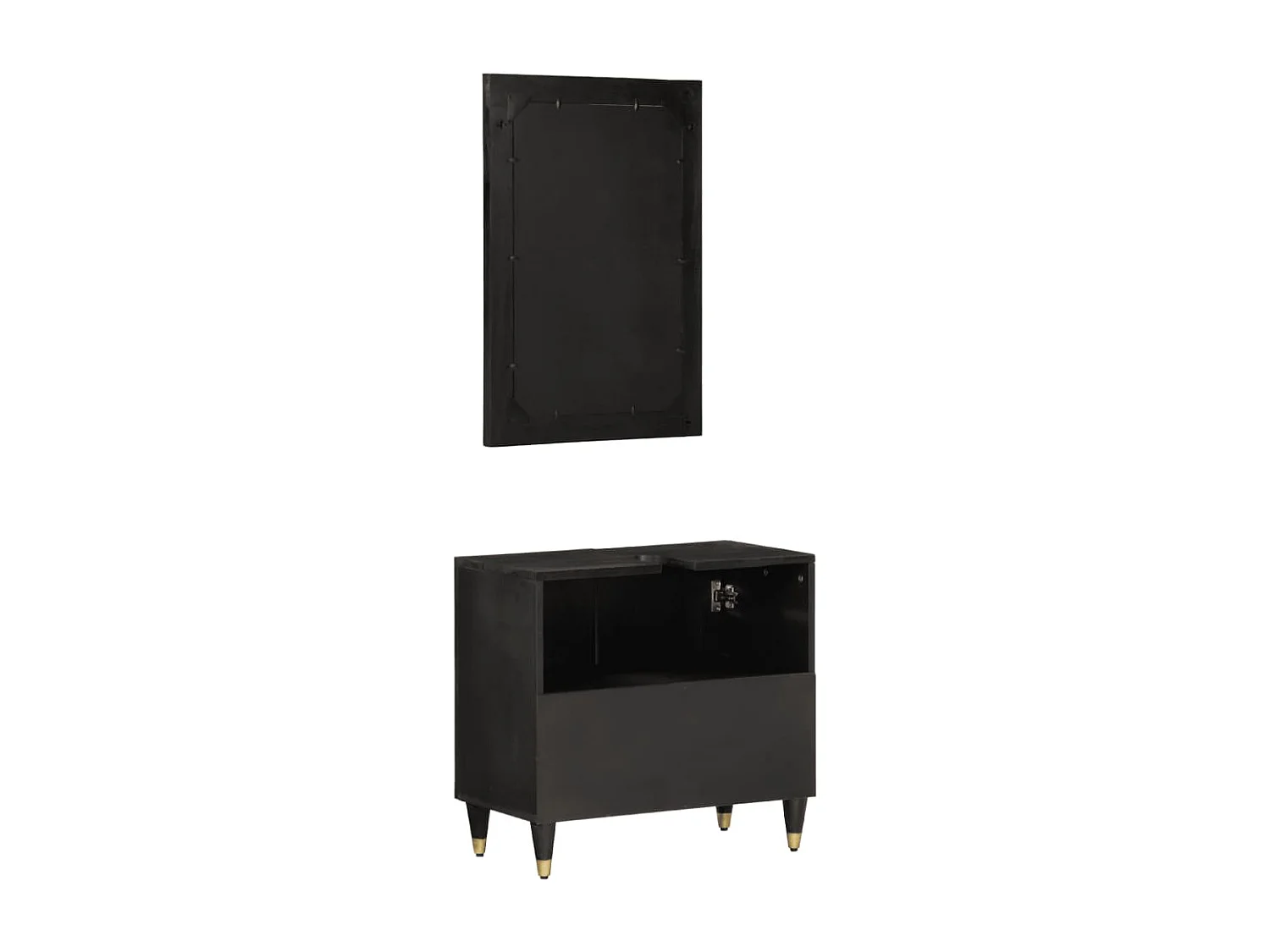 Set 2 mobili da bagno in legno massello di mango